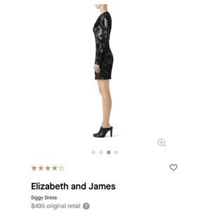 Elizabeth and James Womens Sequined V Neck Siggy Dress Black Size 4